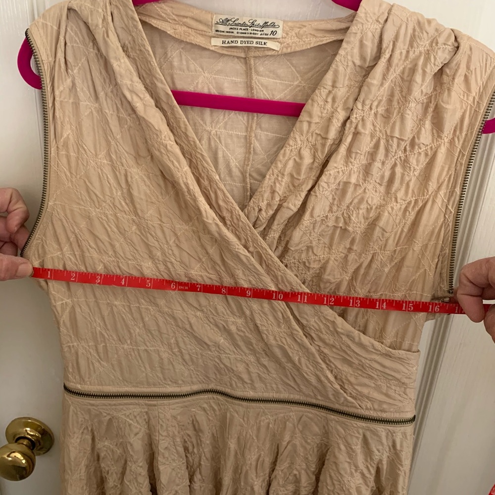 All Saints Vintage Quilted Cream Zippered Dress - Picture 7 of 7
